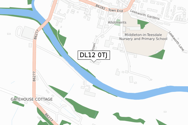 DL12 0TJ map - large scale - OS Open Zoomstack (Ordnance Survey)