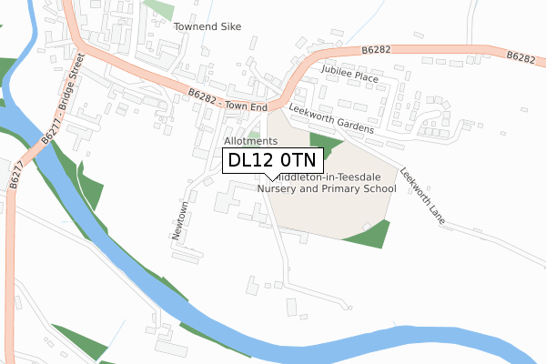 DL12 0TN map - large scale - OS Open Zoomstack (Ordnance Survey)