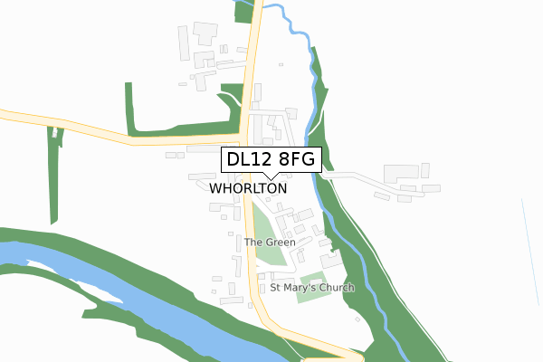 DL12 8FG map - large scale - OS Open Zoomstack (Ordnance Survey)