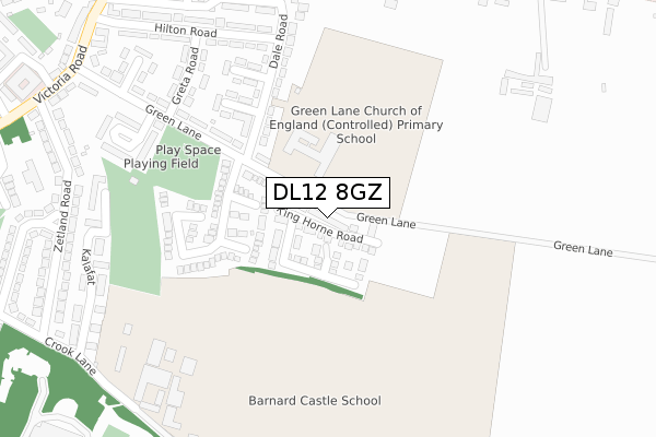 DL12 8GZ map - large scale - OS Open Zoomstack (Ordnance Survey)