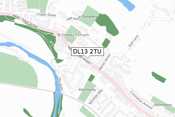 DL13 2TU map - large scale - OS Open Zoomstack (Ordnance Survey)