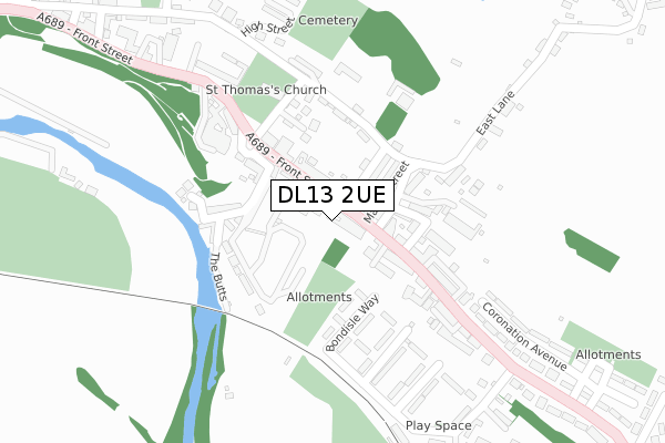 DL13 2UE map - large scale - OS Open Zoomstack (Ordnance Survey)