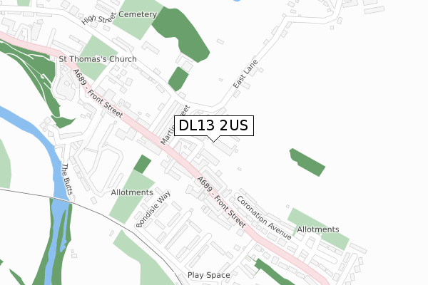 DL13 2US map - large scale - OS Open Zoomstack (Ordnance Survey)