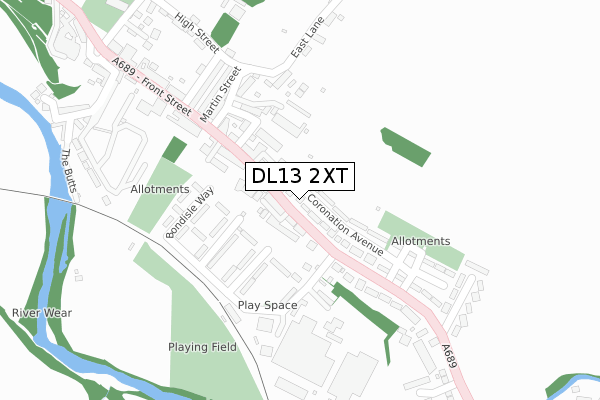 DL13 2XT map - large scale - OS Open Zoomstack (Ordnance Survey)