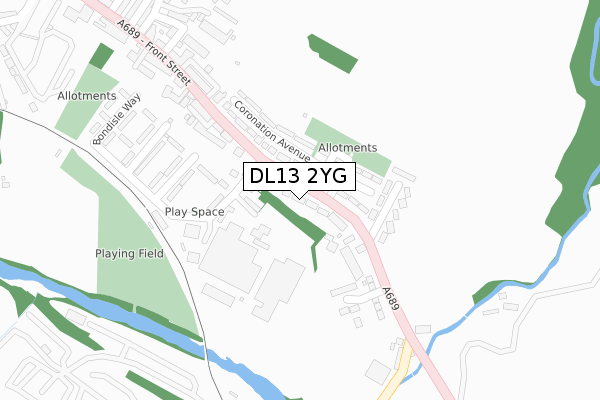 DL13 2YG map - large scale - OS Open Zoomstack (Ordnance Survey)