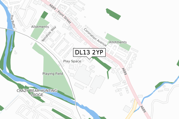 DL13 2YP map - large scale - OS Open Zoomstack (Ordnance Survey)