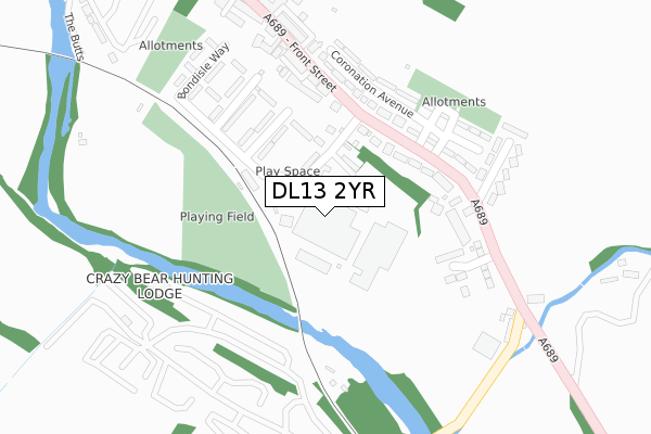 DL13 2YR map - large scale - OS Open Zoomstack (Ordnance Survey)