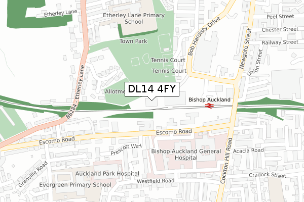 DL14 4FY map - large scale - OS Open Zoomstack (Ordnance Survey)