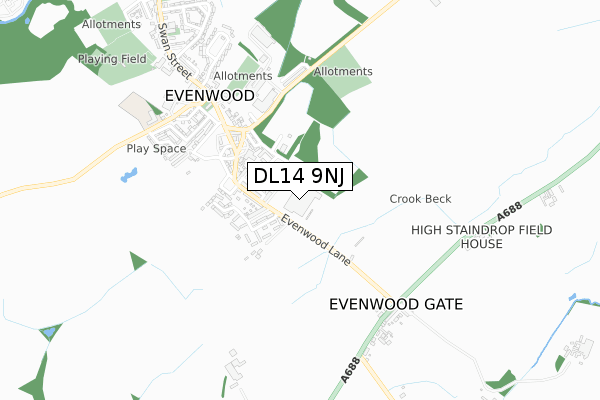 DL14 9NJ map - small scale - OS Open Zoomstack (Ordnance Survey)