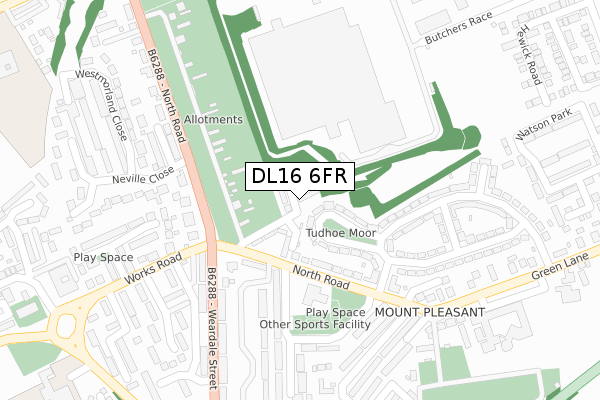 DL16 6FR map - large scale - OS Open Zoomstack (Ordnance Survey)