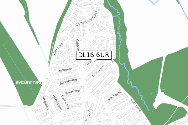 DL16 6UR map - large scale - OS Open Zoomstack (Ordnance Survey)