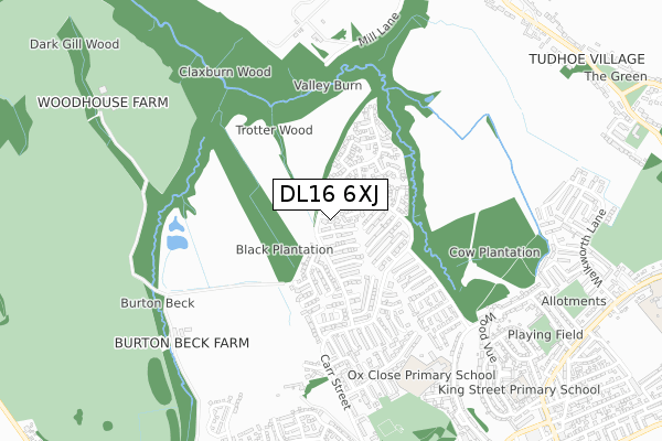 DL16 6XJ map - small scale - OS Open Zoomstack (Ordnance Survey)