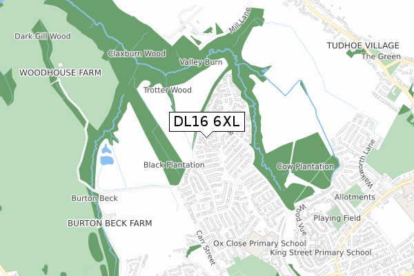 DL16 6XL map - small scale - OS Open Zoomstack (Ordnance Survey)