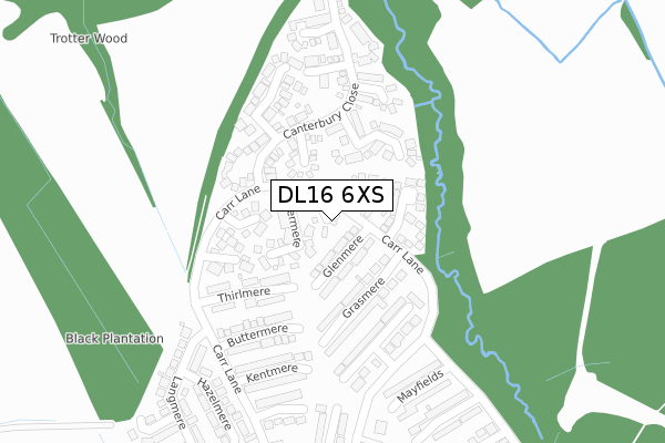 DL16 6XS map - large scale - OS Open Zoomstack (Ordnance Survey)