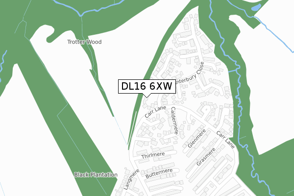 DL16 6XW map - large scale - OS Open Zoomstack (Ordnance Survey)