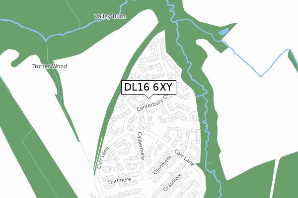 DL16 6XY map - large scale - OS Open Zoomstack (Ordnance Survey)