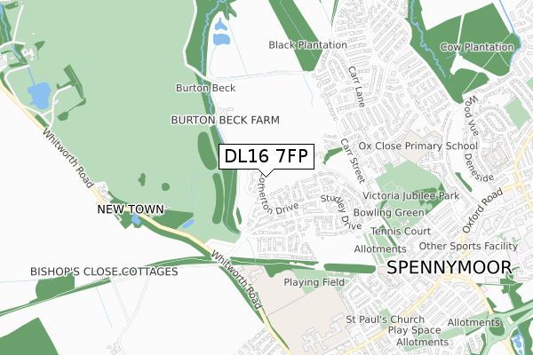 DL16 7FP map - small scale - OS Open Zoomstack (Ordnance Survey)