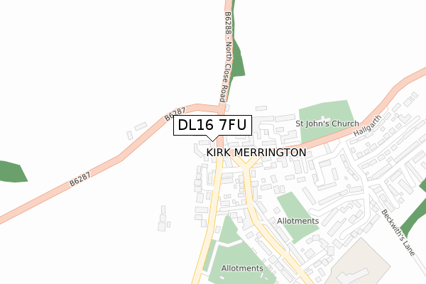 DL16 7FU map - large scale - OS Open Zoomstack (Ordnance Survey)