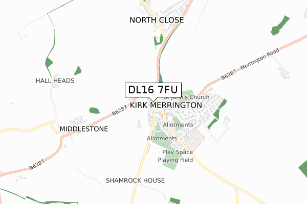 DL16 7FU map - small scale - OS Open Zoomstack (Ordnance Survey)