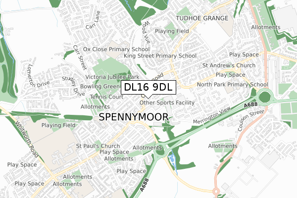 DL16 9DL map - small scale - OS Open Zoomstack (Ordnance Survey)