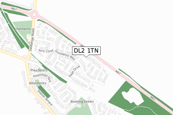 DL2 1TN map - large scale - OS Open Zoomstack (Ordnance Survey)