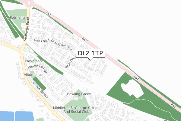 DL2 1TP map - large scale - OS Open Zoomstack (Ordnance Survey)