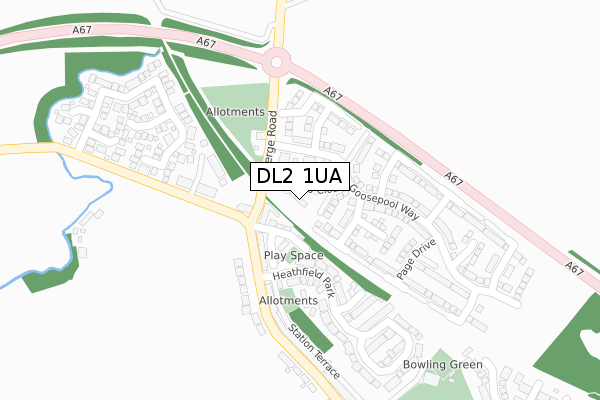 DL2 1UA map - large scale - OS Open Zoomstack (Ordnance Survey)