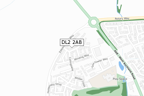 DL2 2AB map - large scale - OS Open Zoomstack (Ordnance Survey)