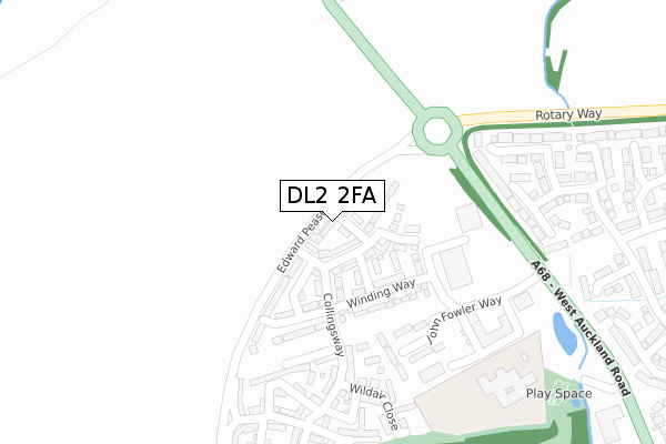 DL2 2FA map - large scale - OS Open Zoomstack (Ordnance Survey)