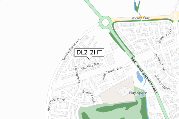 DL2 2HT map - large scale - OS Open Zoomstack (Ordnance Survey)