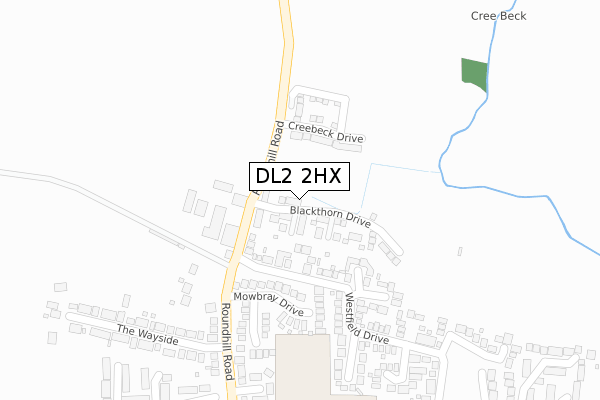 DL2 2HX map - large scale - OS Open Zoomstack (Ordnance Survey)