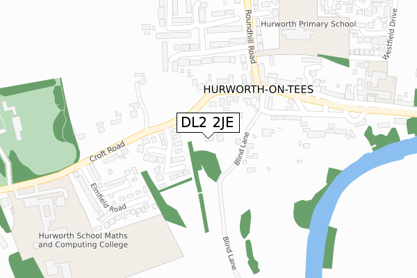 DL2 2JE map - large scale - OS Open Zoomstack (Ordnance Survey)