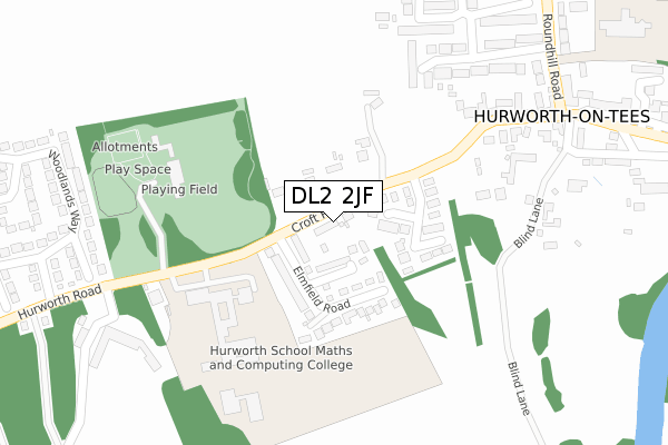 DL2 2JF map - large scale - OS Open Zoomstack (Ordnance Survey)