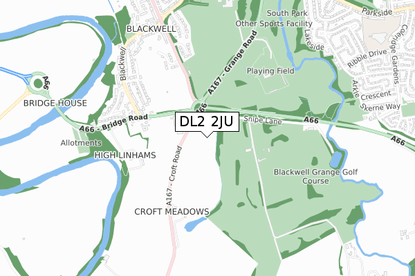 DL2 2JU map - small scale - OS Open Zoomstack (Ordnance Survey)