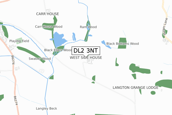 DL2 3NT map - small scale - OS Open Zoomstack (Ordnance Survey)