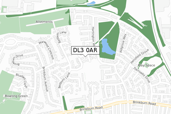 DL3 0AR map - large scale - OS Open Zoomstack (Ordnance Survey)