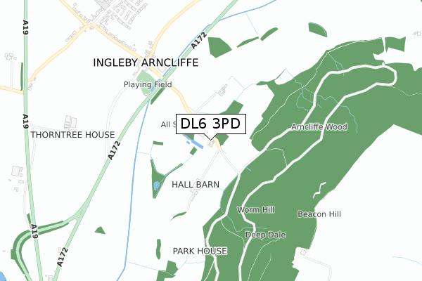 DL6 3PD map - small scale - OS Open Zoomstack (Ordnance Survey)