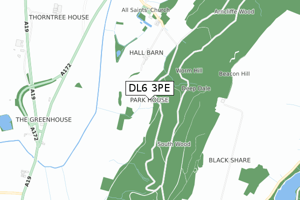 DL6 3PE map - small scale - OS Open Zoomstack (Ordnance Survey)