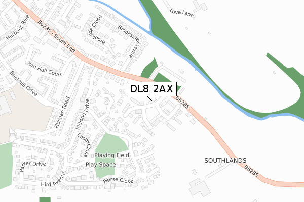 DL8 2AX map - large scale - OS Open Zoomstack (Ordnance Survey)