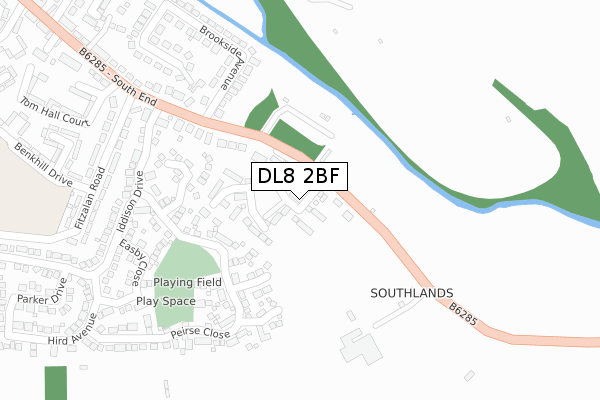 DL8 2BF map - large scale - OS Open Zoomstack (Ordnance Survey)