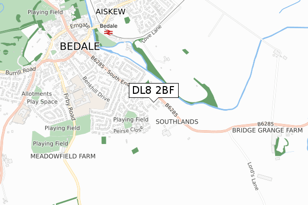 DL8 2BF map - small scale - OS Open Zoomstack (Ordnance Survey)