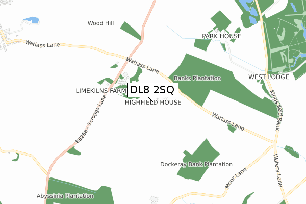 DL8 2SQ map - small scale - OS Open Zoomstack (Ordnance Survey)