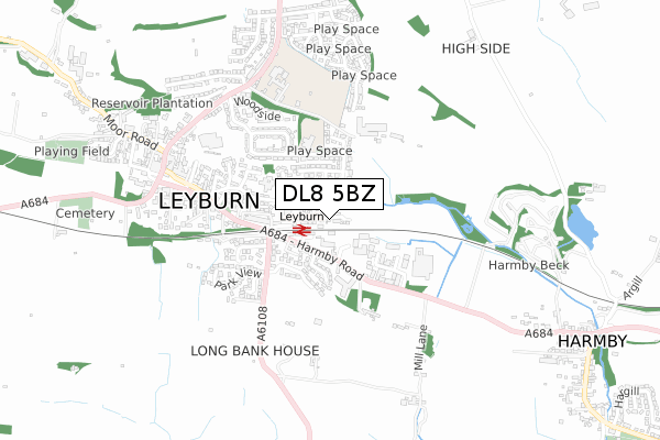 DL8 5BZ map - small scale - OS Open Zoomstack (Ordnance Survey)