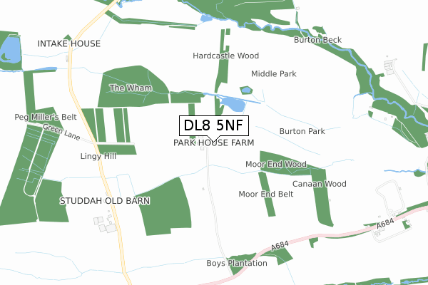 DL8 5NF map - small scale - OS Open Zoomstack (Ordnance Survey)