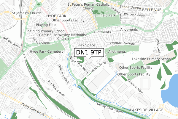 DN1 9TP map - small scale - OS Open Zoomstack (Ordnance Survey)