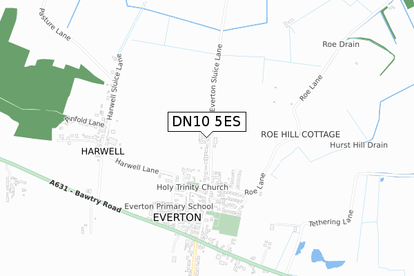 DN10 5ES map - small scale - OS Open Zoomstack (Ordnance Survey)