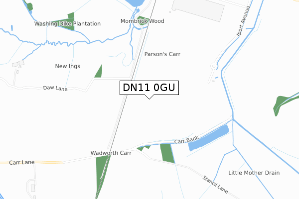 DN11 0GU map - small scale - OS Open Zoomstack (Ordnance Survey)