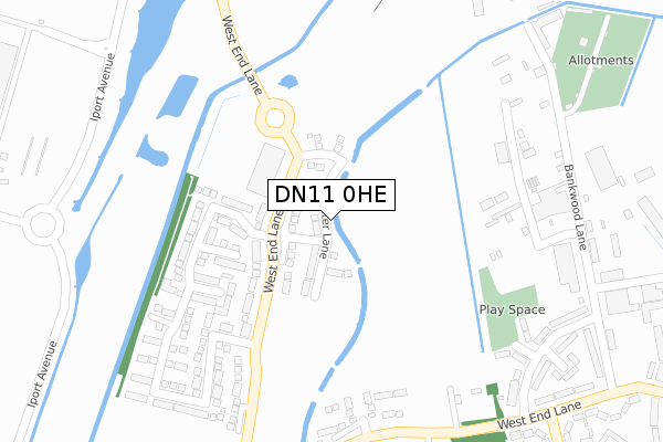 DN11 0HE map - large scale - OS Open Zoomstack (Ordnance Survey)