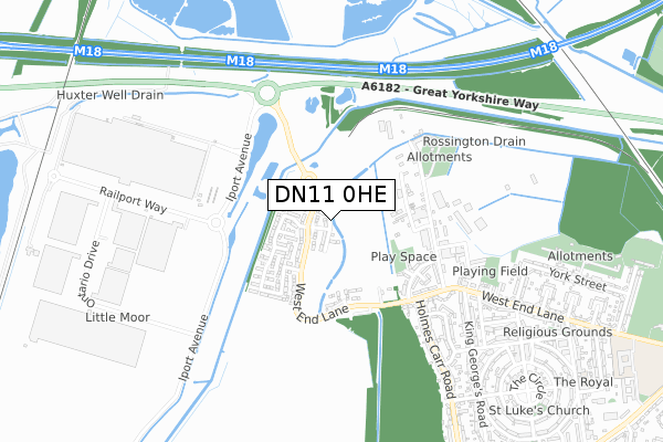 DN11 0HE map - small scale - OS Open Zoomstack (Ordnance Survey)