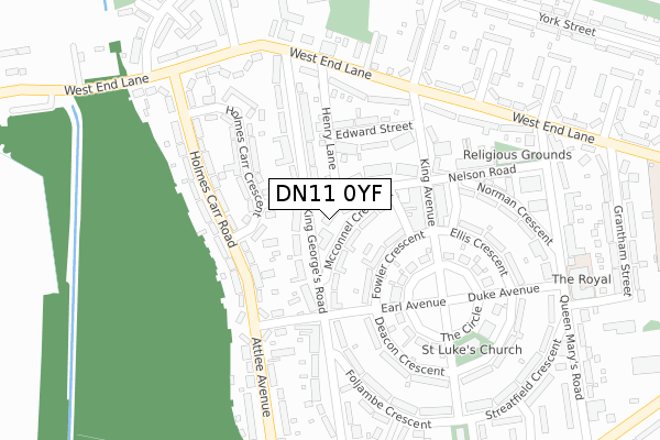 DN11 0YF map - large scale - OS Open Zoomstack (Ordnance Survey)